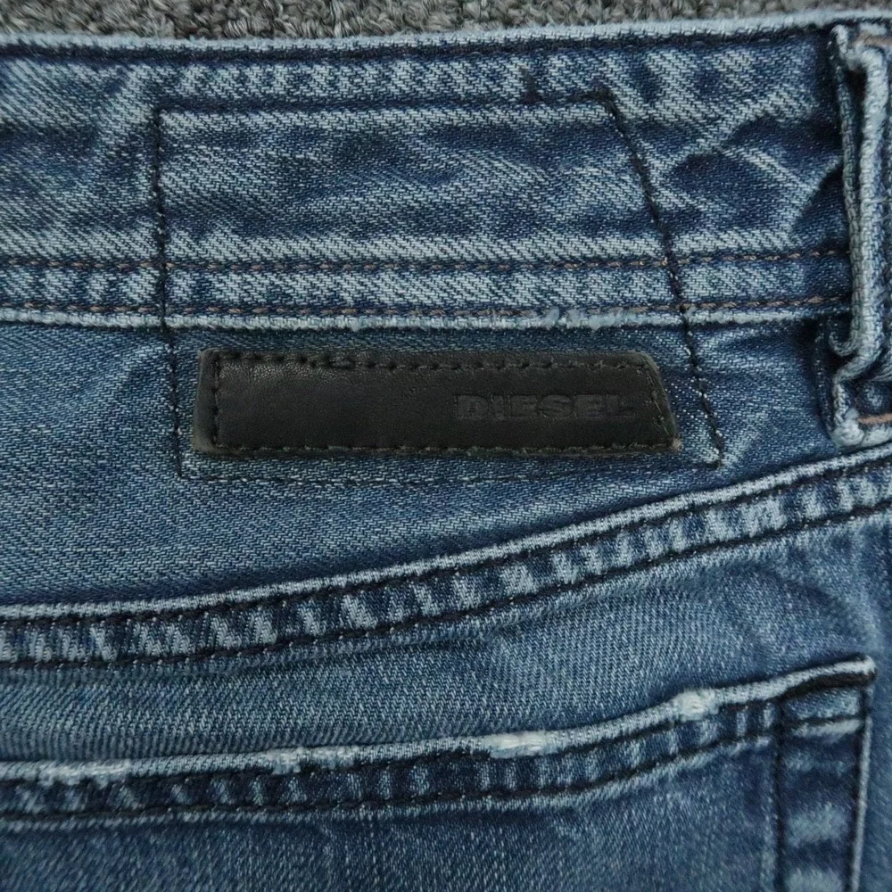Diesel Jeans Mens 32x32 Blue New Fanker Slim Bootcut 5 Pocket Distressed *